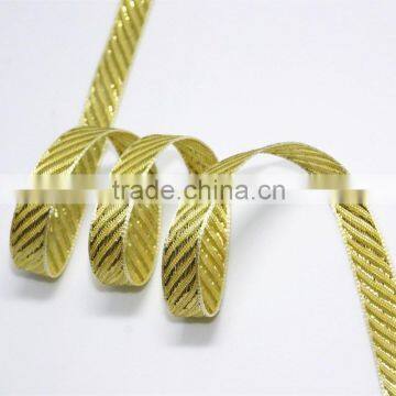 Twill ribbon with gold line