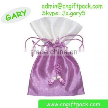 Light Purple Chinese Style Satin Silk Drawstring Gift Pouch Bag