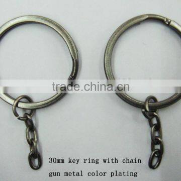 30mm flat wire metal key rings with chain