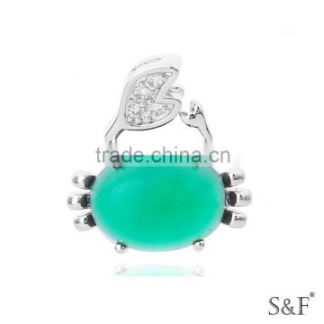 q1112312 Colorful cz Stone women Green crab pendant