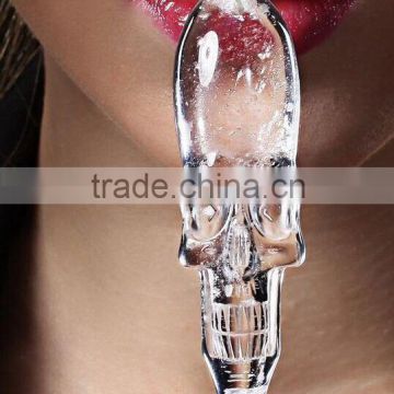 clear unisex Elongated Carved Crystal Skull Pendant for gift