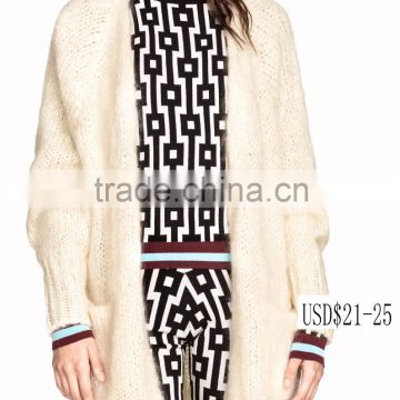 Womens' raglan long sleeve long &loose cardigan coat knitted sweater with pocket