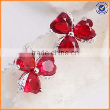 DH-ER1085 Fashion rhodium plated clover zircon earrings