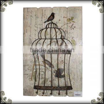 Retro wooden birdcage wall decor