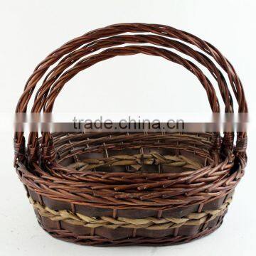 s/3 wicker basket with handle