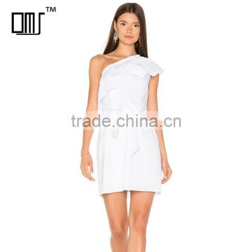 White one shoulder elegant short simple ladies evening dinner dresses