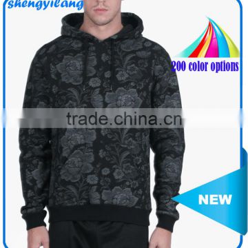 cotton oem allover full print rib cuff and hem loose and leisure hoodie supplier