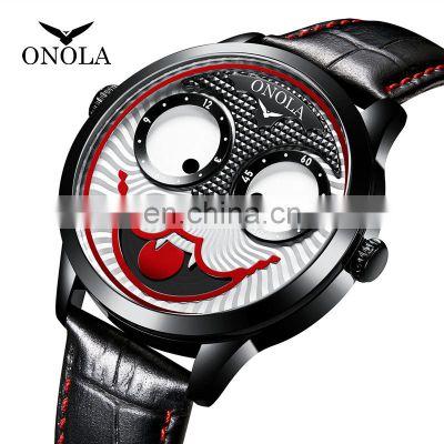 ONOLA 6824 Men Quartz Watches Fashion Clown Design waterproof for Mens Watches