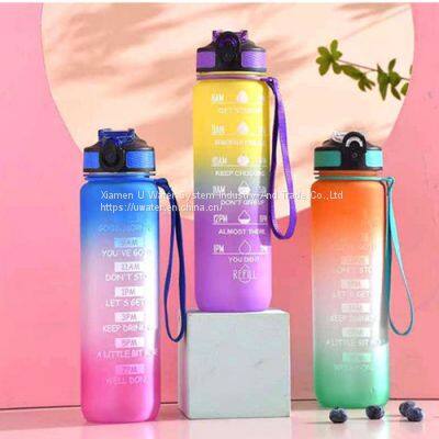 Color capacity plastic portable water bottle