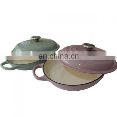 Cast iron kitchenware enamel nonstick shallow casserole