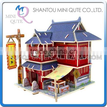 Mini Qute 3D Wooden Puzzle Chinese Inn hotel architecture famous building Adult kids model educational toy gift NO.F128
