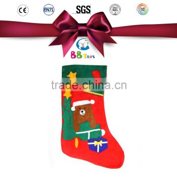 Wholesale promotional plush christmas stocking , decoration with santa