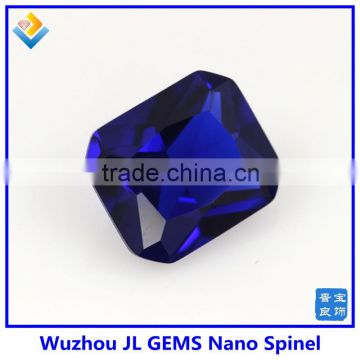 Synthetic Octagon medium blue sapphire Nano Spinel gemstone
