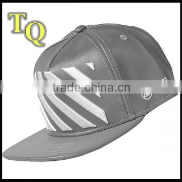 high quality 3d puff 5panel snapback leather caps and hats