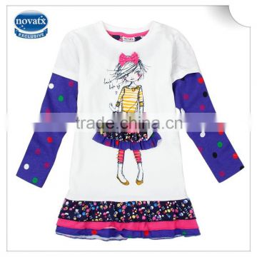 (H3660) 18m-6y cream nova baby frocks applique baby clothes girls hot selling baby polka dot dresses children dress