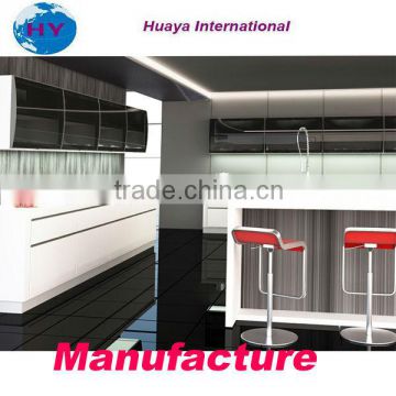 Modern style white and black glass door stainless steel kitchen cabinet
