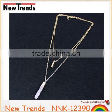 New design natural stone pendant double gold chain necklace
