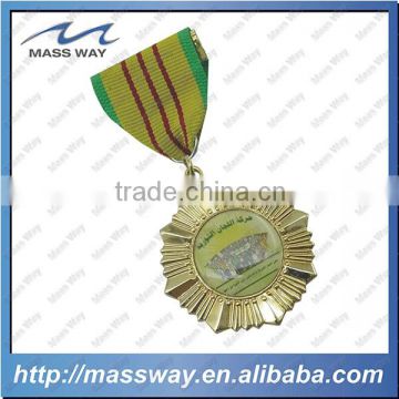 die casting zinc alloy gold customized medal with ribbon