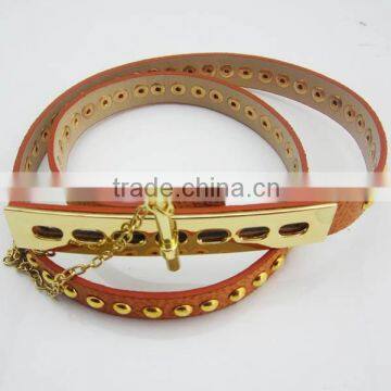 New design ladies leather belt with chain