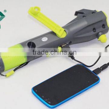 Emergency glass hammer with flashlight and phone charge