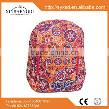 Good price cotton beautiful quilted pattern foldable backpack zippers