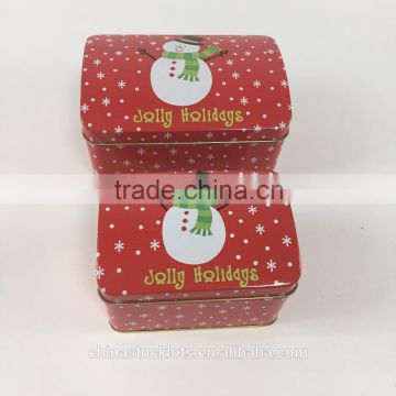 2017 new design Christmas printing tin gift box can 2pc set