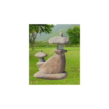 Stone Lantern, Outdoor Granite Gardening Lamp, Carved Stone Lantern