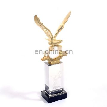 custom gold meta l eagle trophy with wooden base
