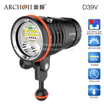 Archon D39V multifunction Diving video & spot light 10000 lumens LED Scuba Dive Torch warm white + red + blue + uv