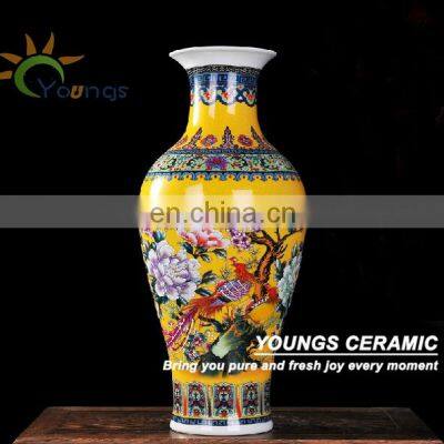 Wonderful Chinese Big Antique Porcelain Yellow Ceramic Vases Decoration