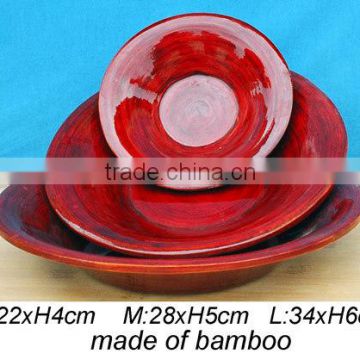 set of 3 round laminated bamboo bowl