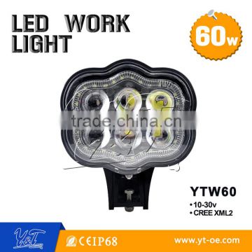 high lighting 60W LED work lamp 12V/24V universal car work lights