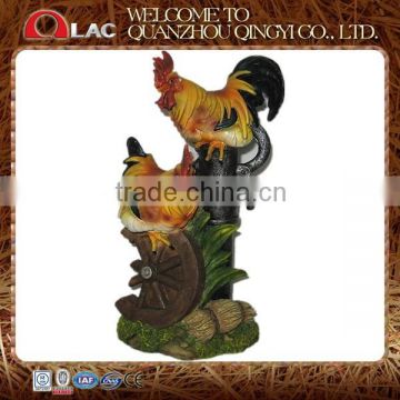 two roosters on pumping device garden statue resin decoration