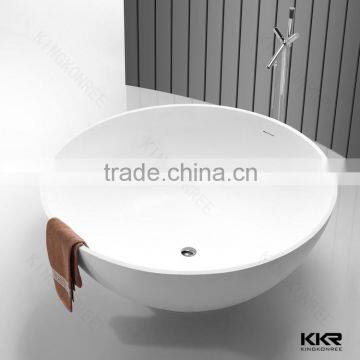 Freestanding stone bathtub white one-piece round bathtub