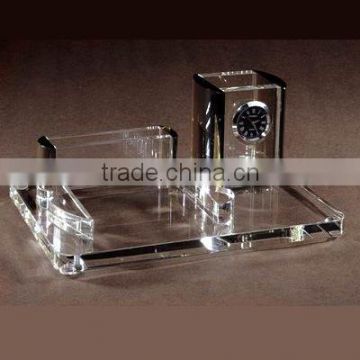 crystal office decoration stationery with pen holder and name card holder