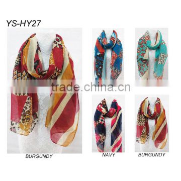 Light Weight Soft Viscose Material Mixed Leopard Printed Spring Scarf for Girls