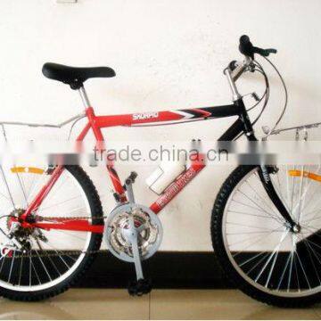 26 steel bike red/black bicycle with front carrier