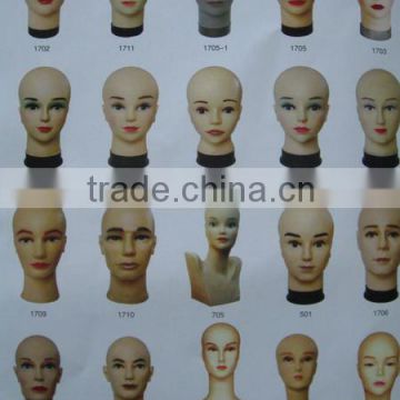 100% human hair fake wig head for cut and training