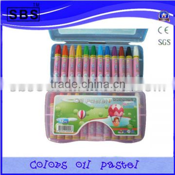 12 color oil pastel shaped crayons in plastic box