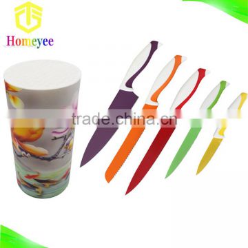Food grade latest design rainbow kitchen knife set with 3D lenticular pictures