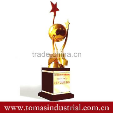 Unique gold color plated star shaped souvenir custom metal trophy