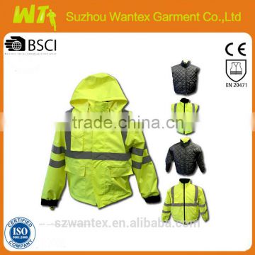 100% polyester 300D oxford with pu coating waterproof hi vis reflective winter jacket parka for working