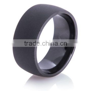 Wide Matte Black Zirconium Ring with polished inside