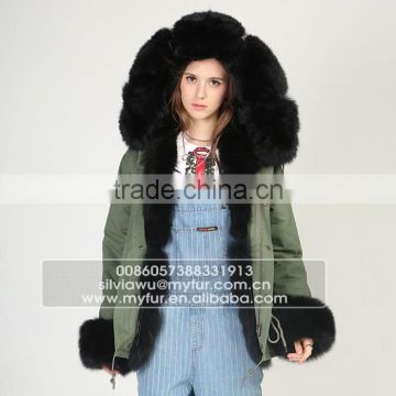 Myfur Luxury Fox Body Fur Trimmed Ladies Parka Jackets Wholesale