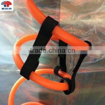 Black self-locking hook and loop strap for cable electrical wire