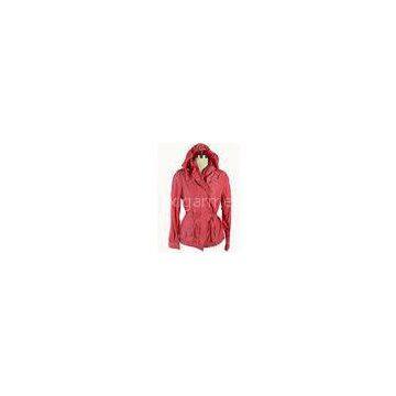 Red Windproof Custom Sport Jackets , Ladies Hooded Padded Jacket