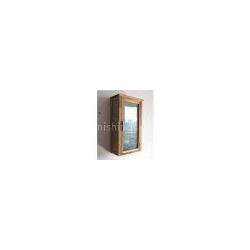 Oiled Real Wood Bathroom Furniture Cabinet With Glass Door