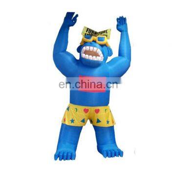 Hot Sale Outdoor Advertising Cartoon Custom Made Inflatable Gorilla Character with Promotional Banner
