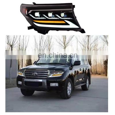 Headlight car accessories car headlight with 3 lens Sequential Turn Signal  led head lights for Land cruiser 200 2008-2015