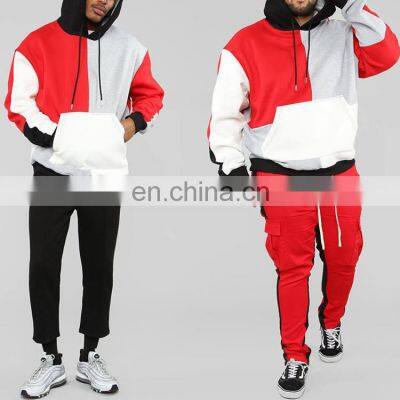 Hot Sell Pullover Color Block Men Oversize Custom Printed color block 100%Cotton Hoodie